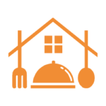 Signet des Oberhausener Küchenstudios: Haus mit Besteck